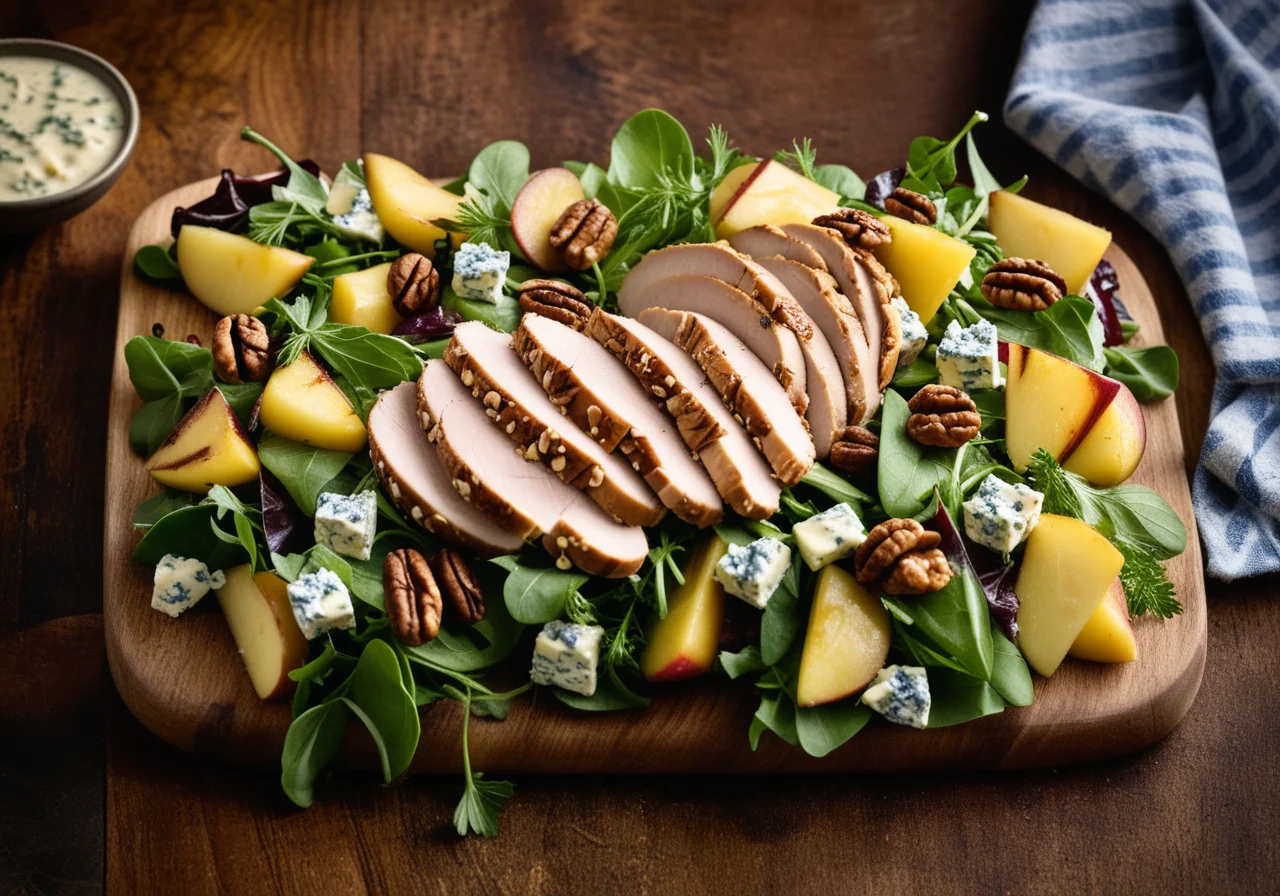 Oakleaf Salad with Chicken, Blue Cheese and Pears