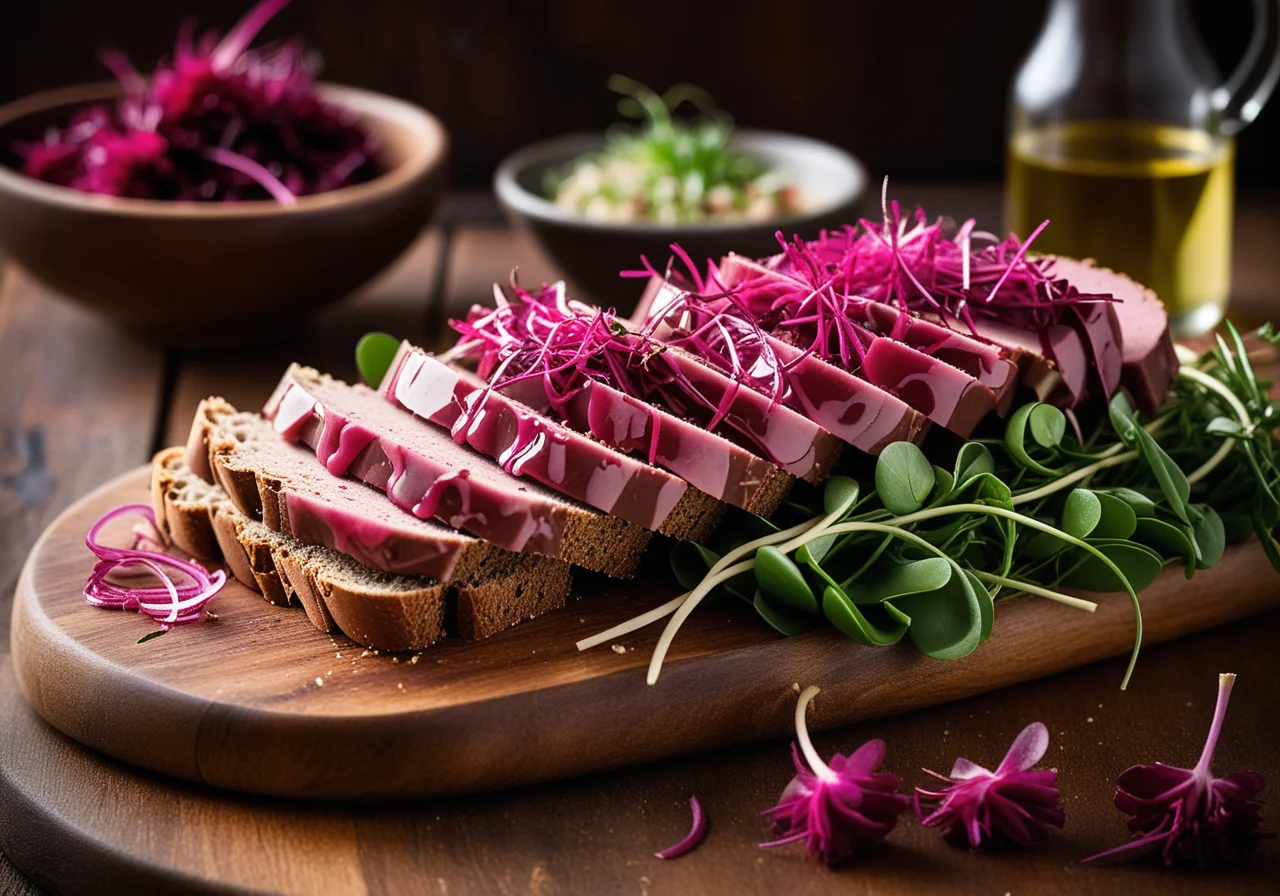 Bread with Veal Roast Beef and Radishes