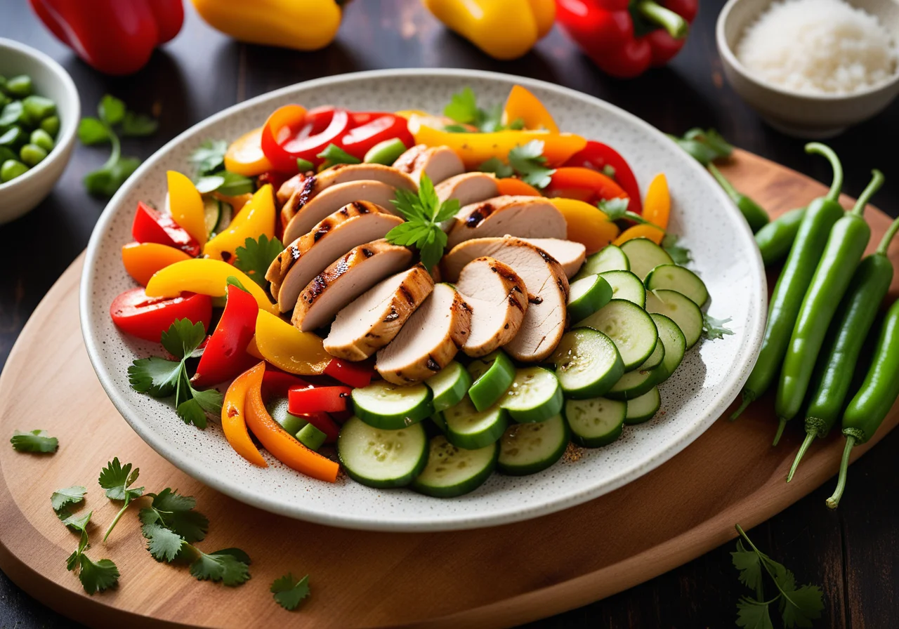 Stir-fried Vegetables with Chicken and Rice Noodles