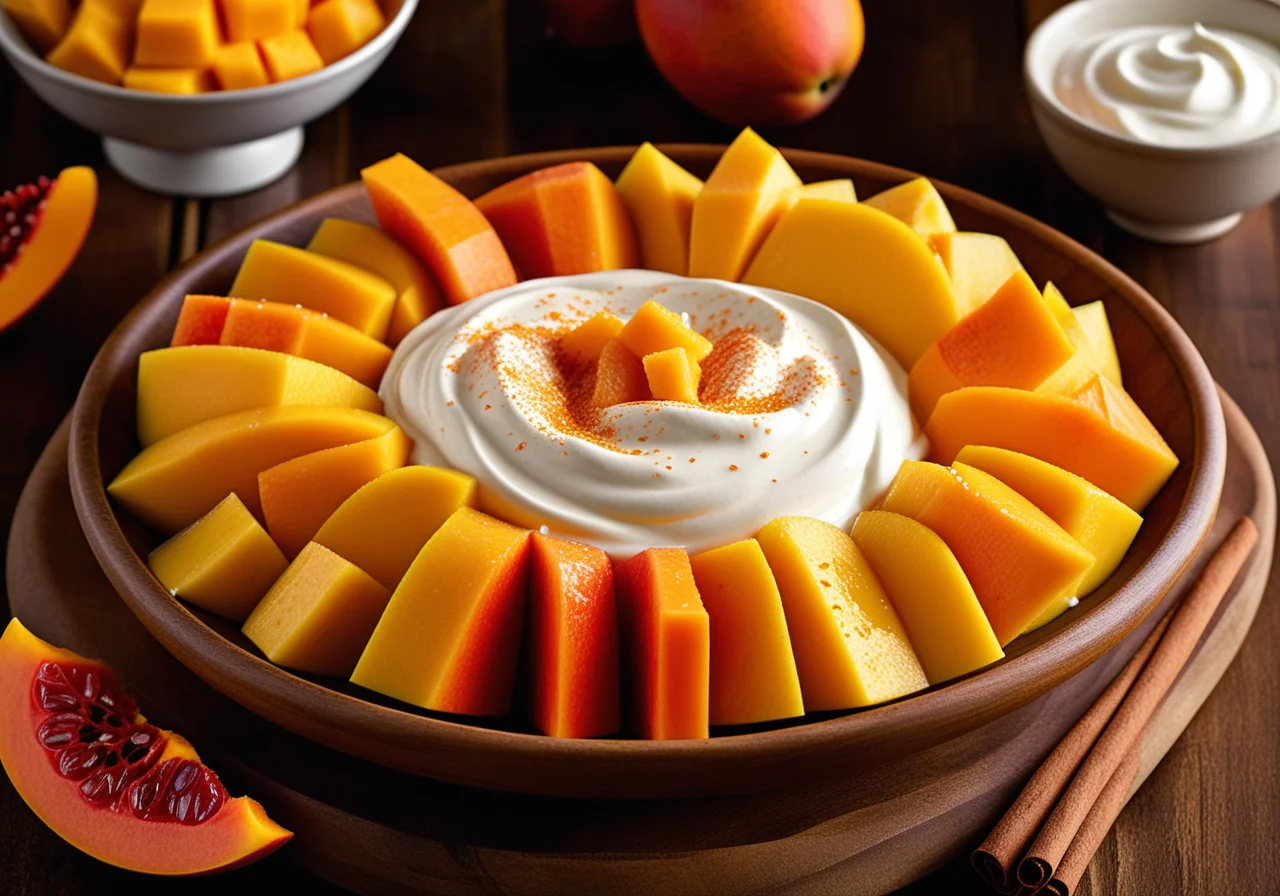 Mango Salad with Sour Cream and Papaya