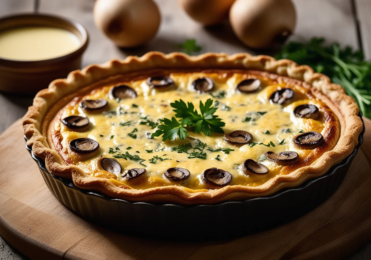 Chicken and Mushroom Quiche