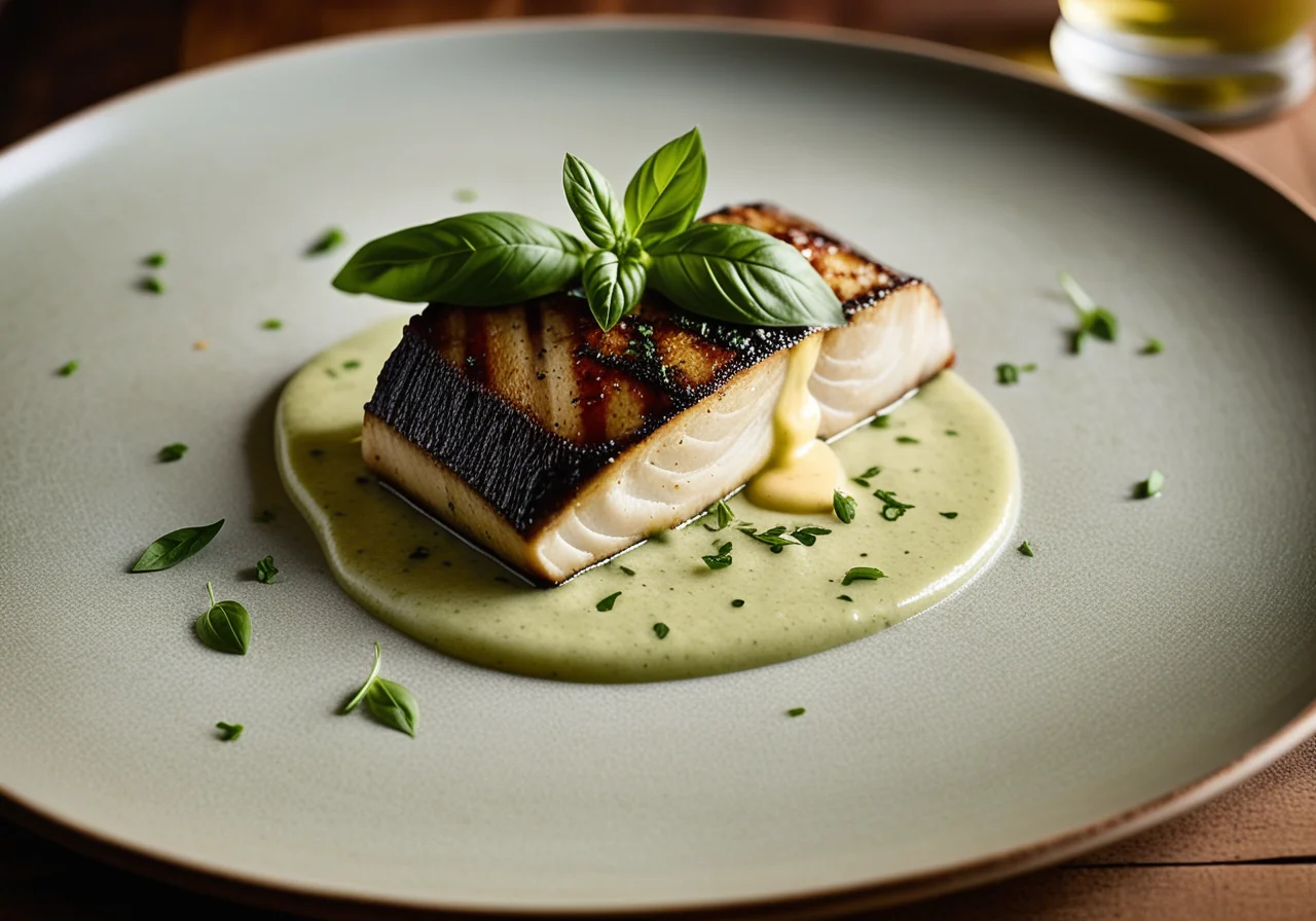 Sea Bass with Herb Purée