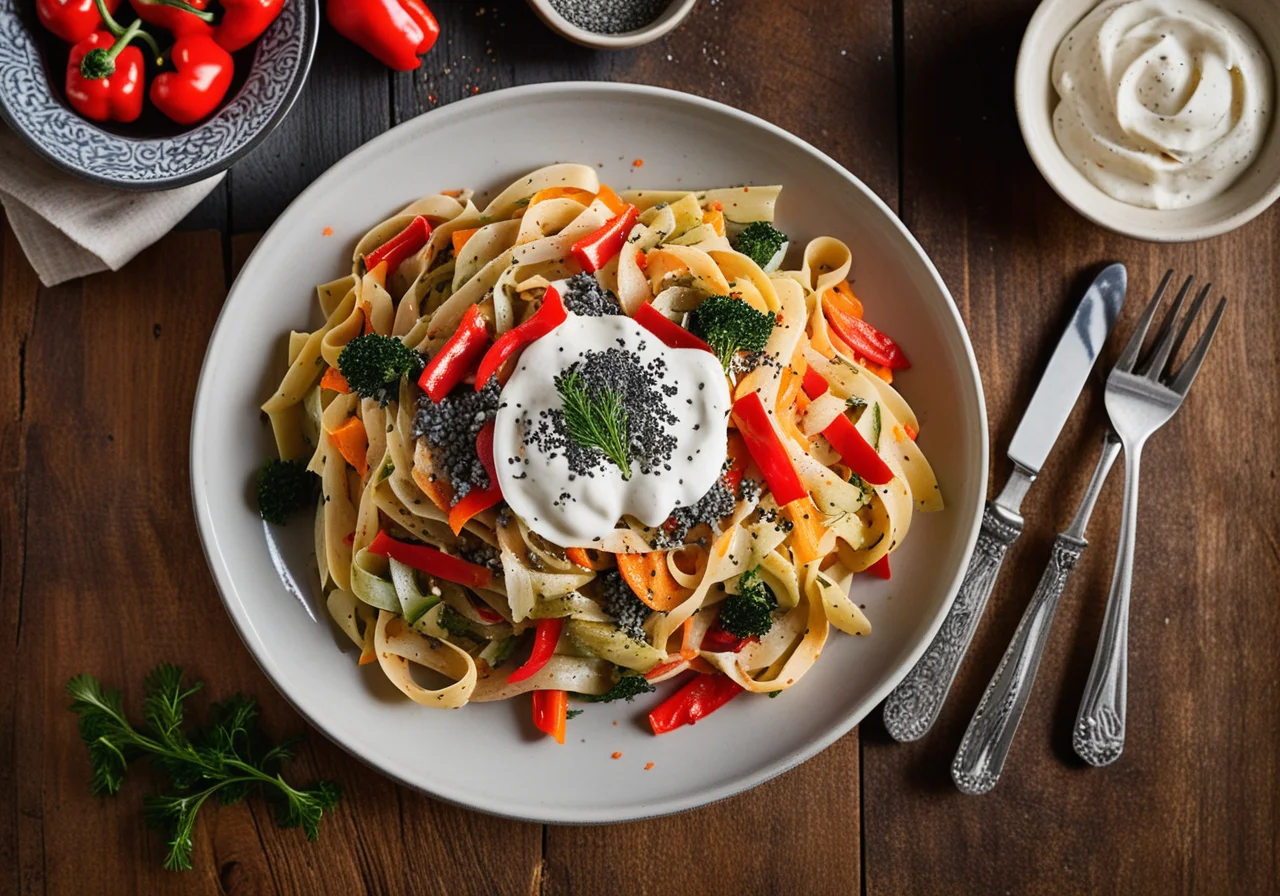 Pasta with Poppy Seeds and Vegetables