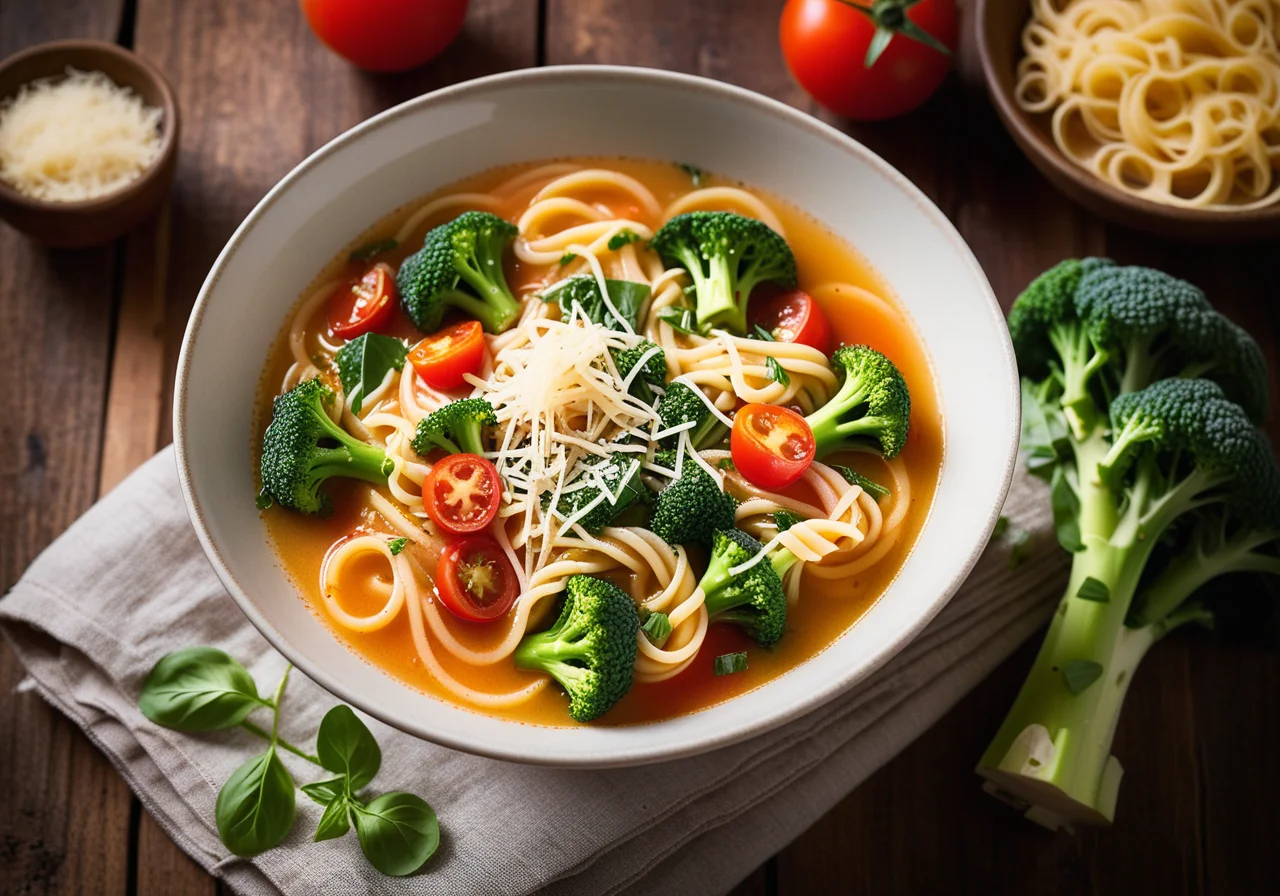 Clear Vegetable Soup with Lentils and Pasta