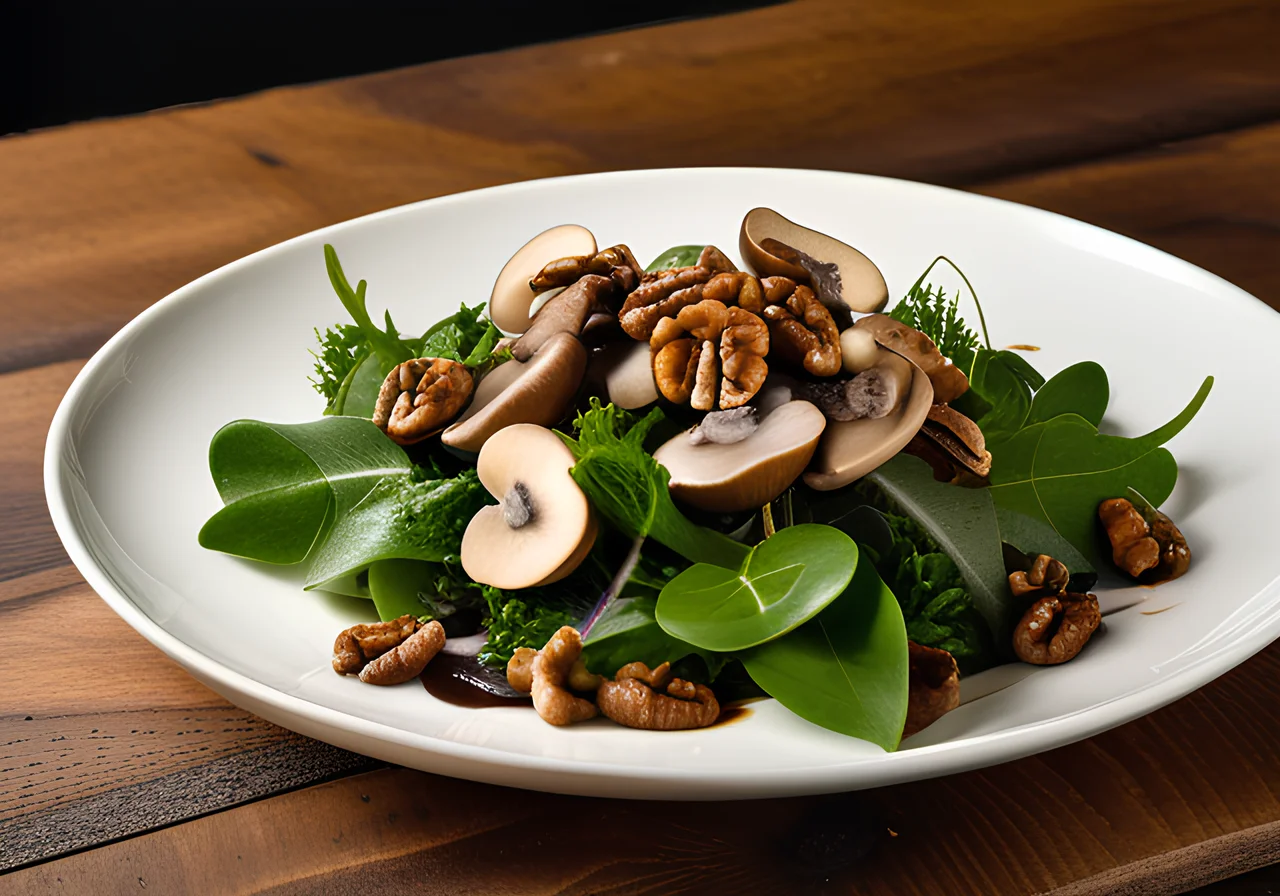 Field Salad with Mushrooms and Walnuts