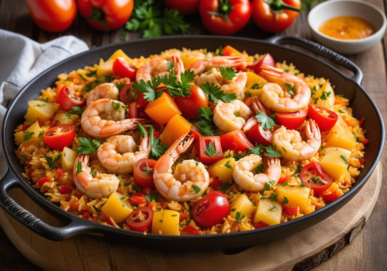 Paella with Chicken and Shrimp