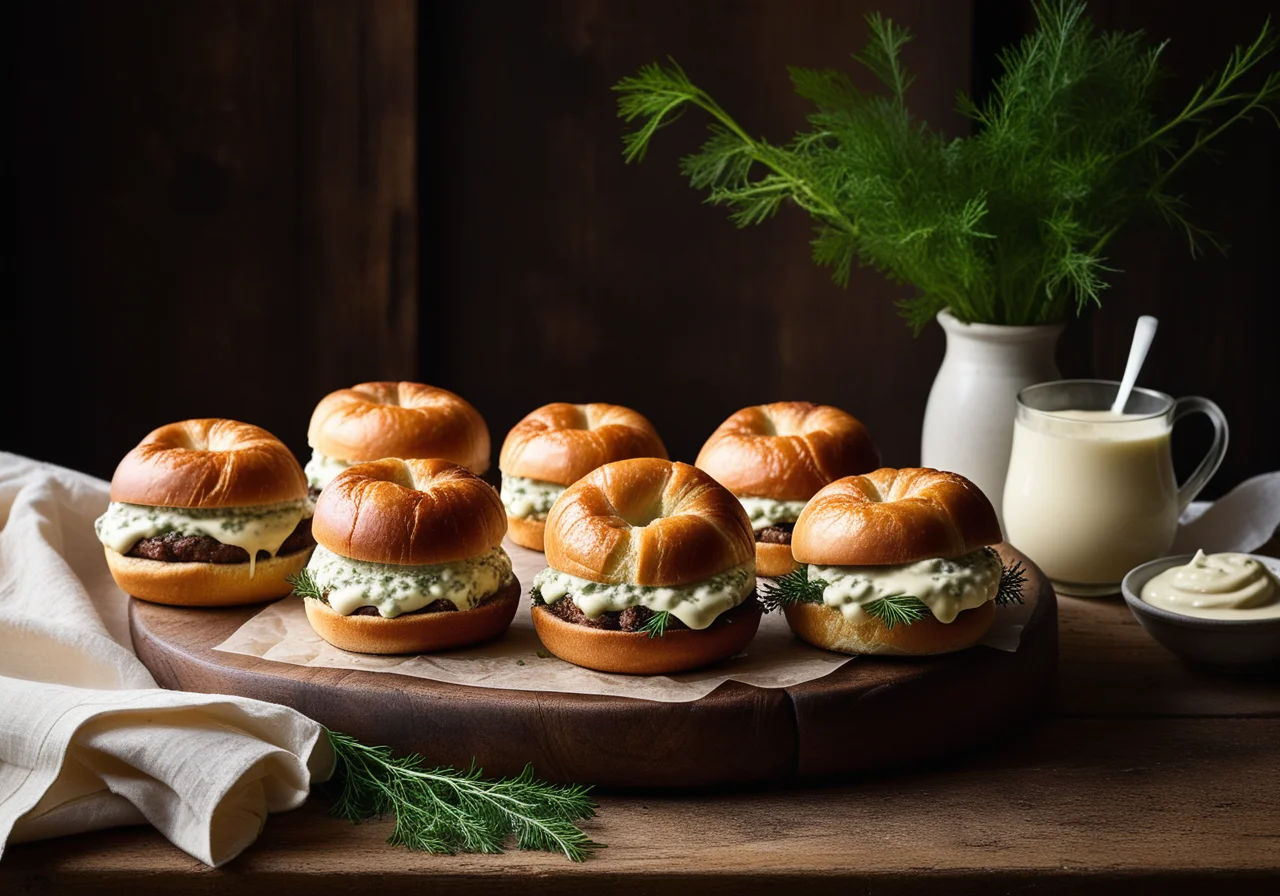 Party buns with roast beef and shrimp