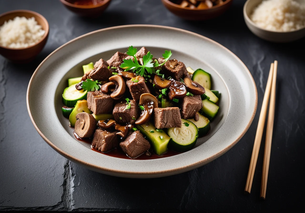 Stir-fried Beef with Mushrooms