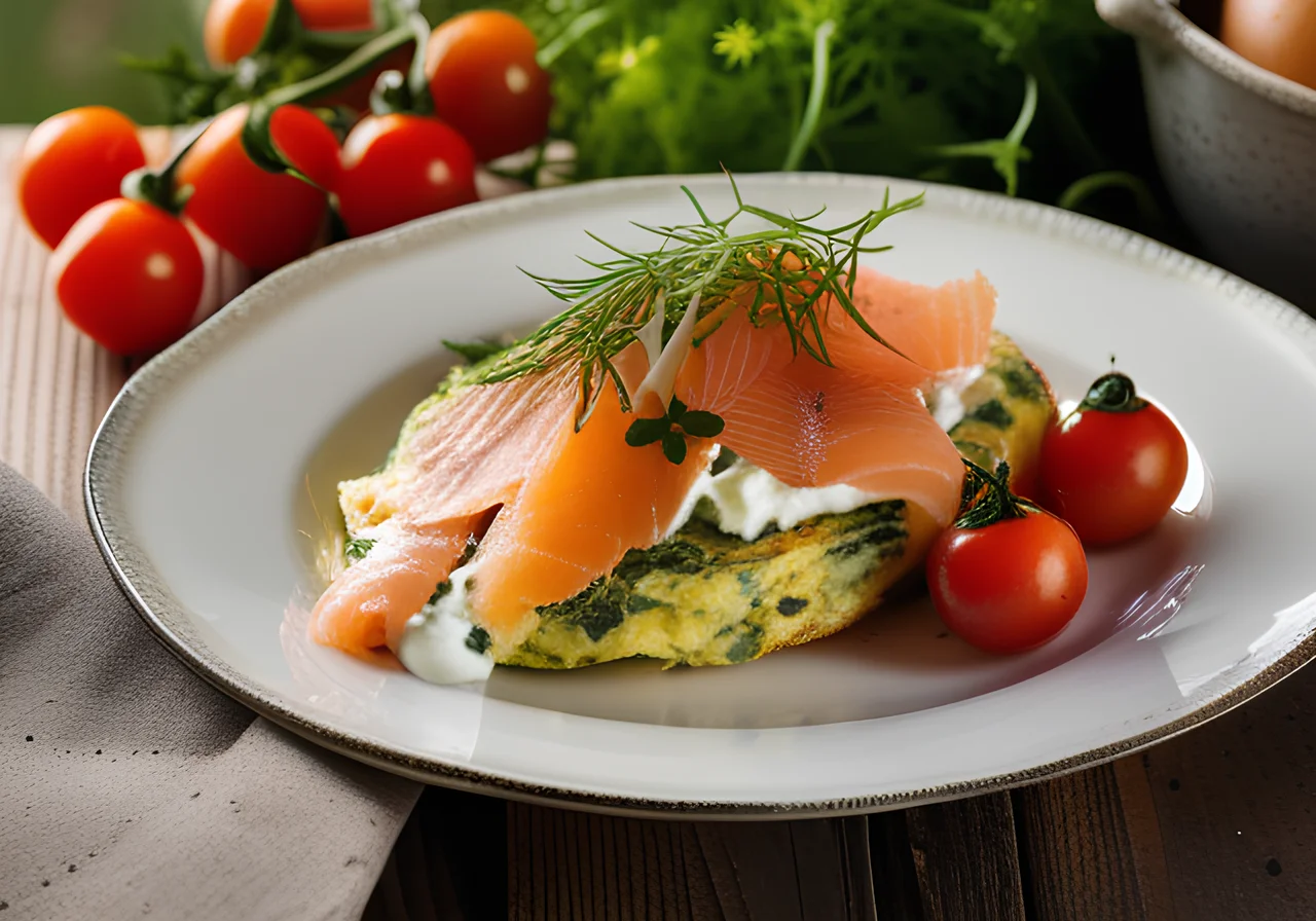 Herb Omelet with Cream Cheese and Smoked Salmon