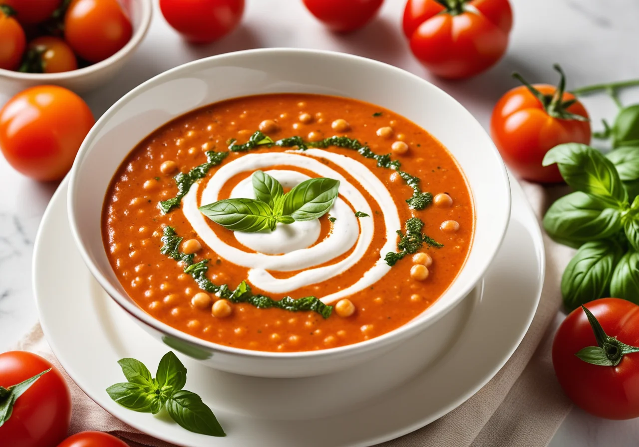 Cold Tomato Soup with Chickpeas