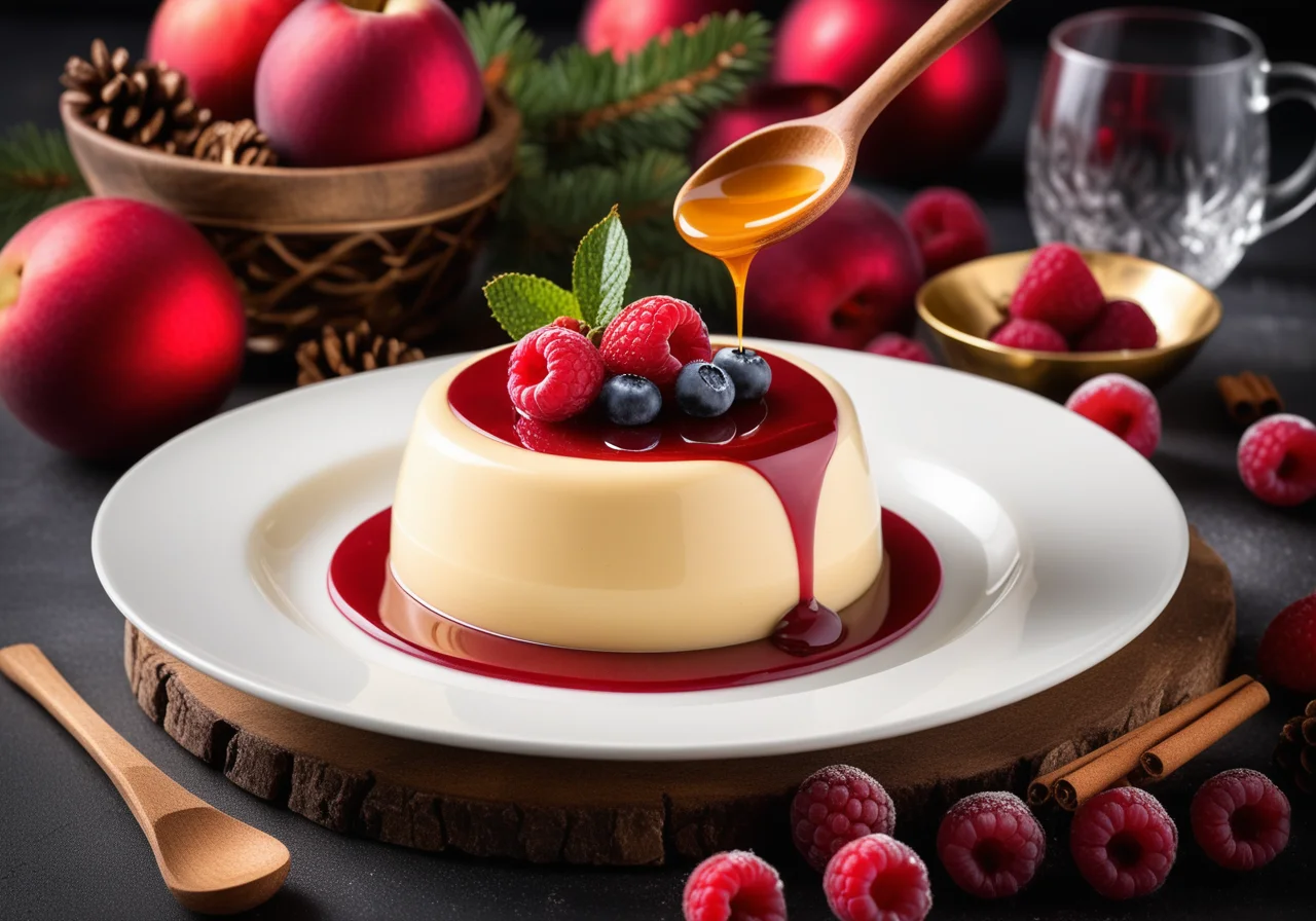 Christmas Honey Mousse with Fruit Sauce