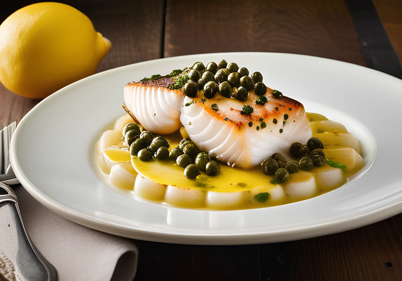Lemon Cod with Capers