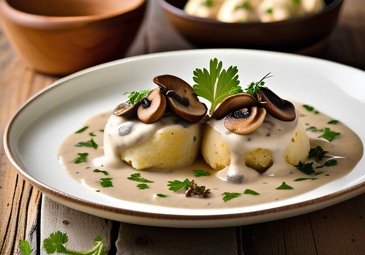 Bread Dumplings with Mushroom Cream