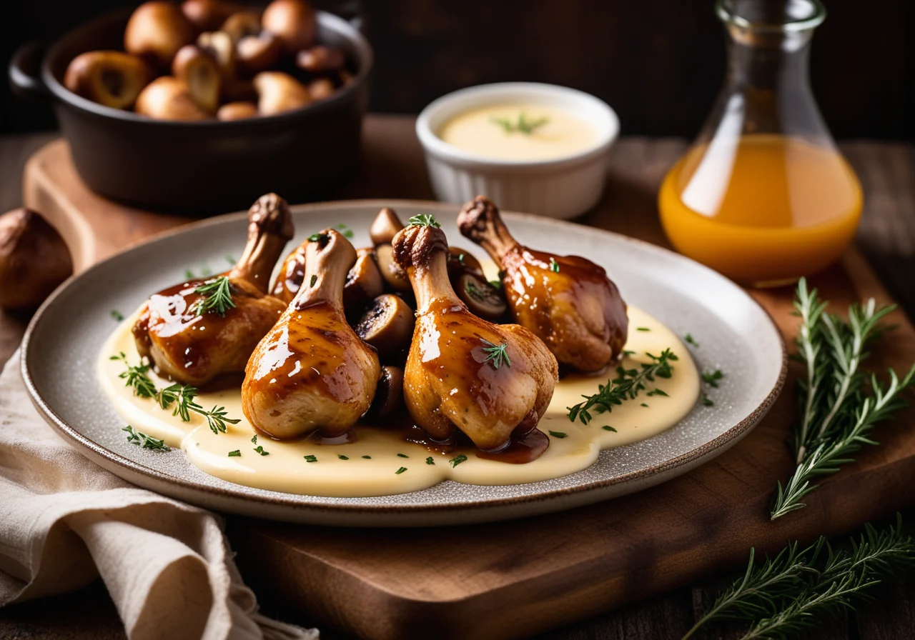 Chicken Drumsticks with Mushrooms