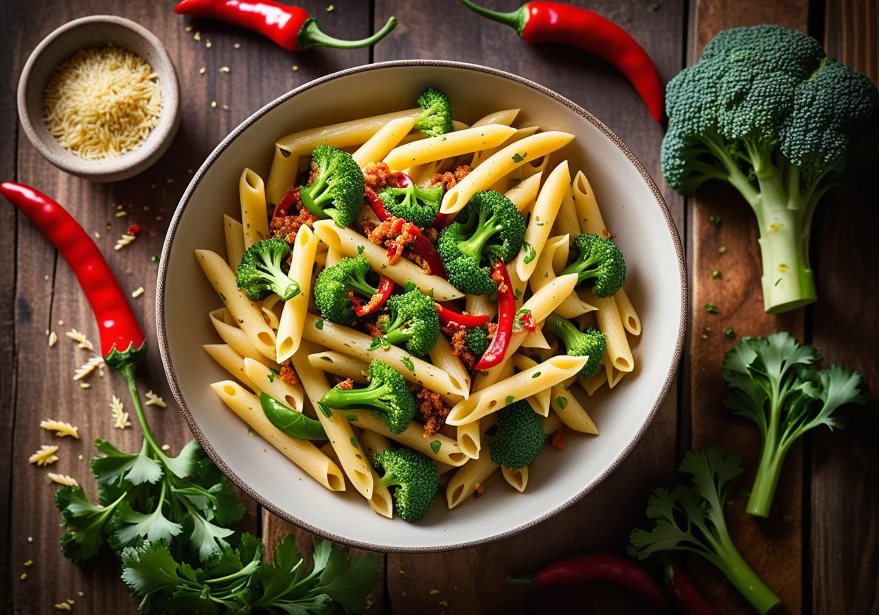 Penne with Broccoli and Chili Peppers