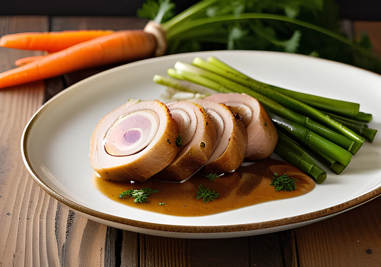 Swine Roll Roast with Gravy