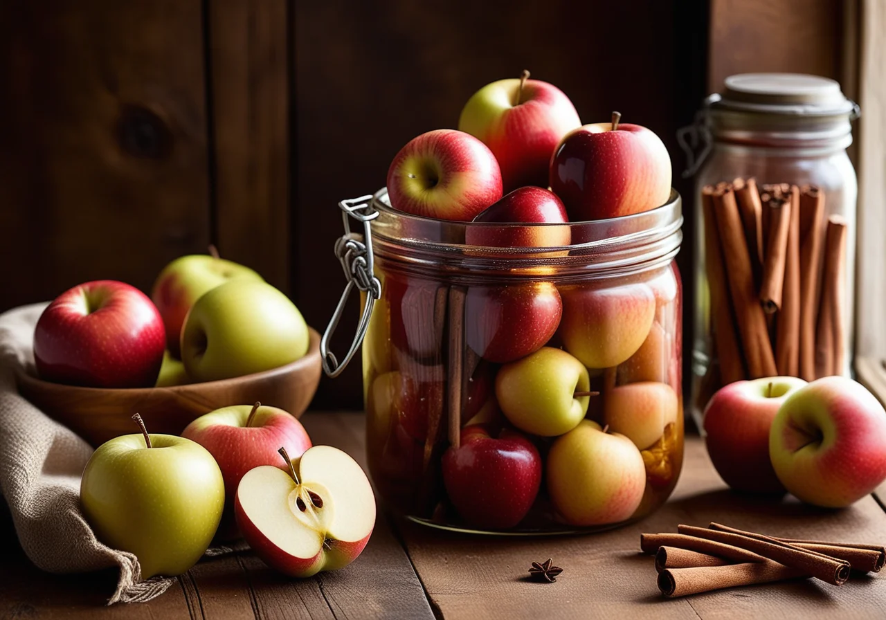 Pickled Apples in Wine Broth