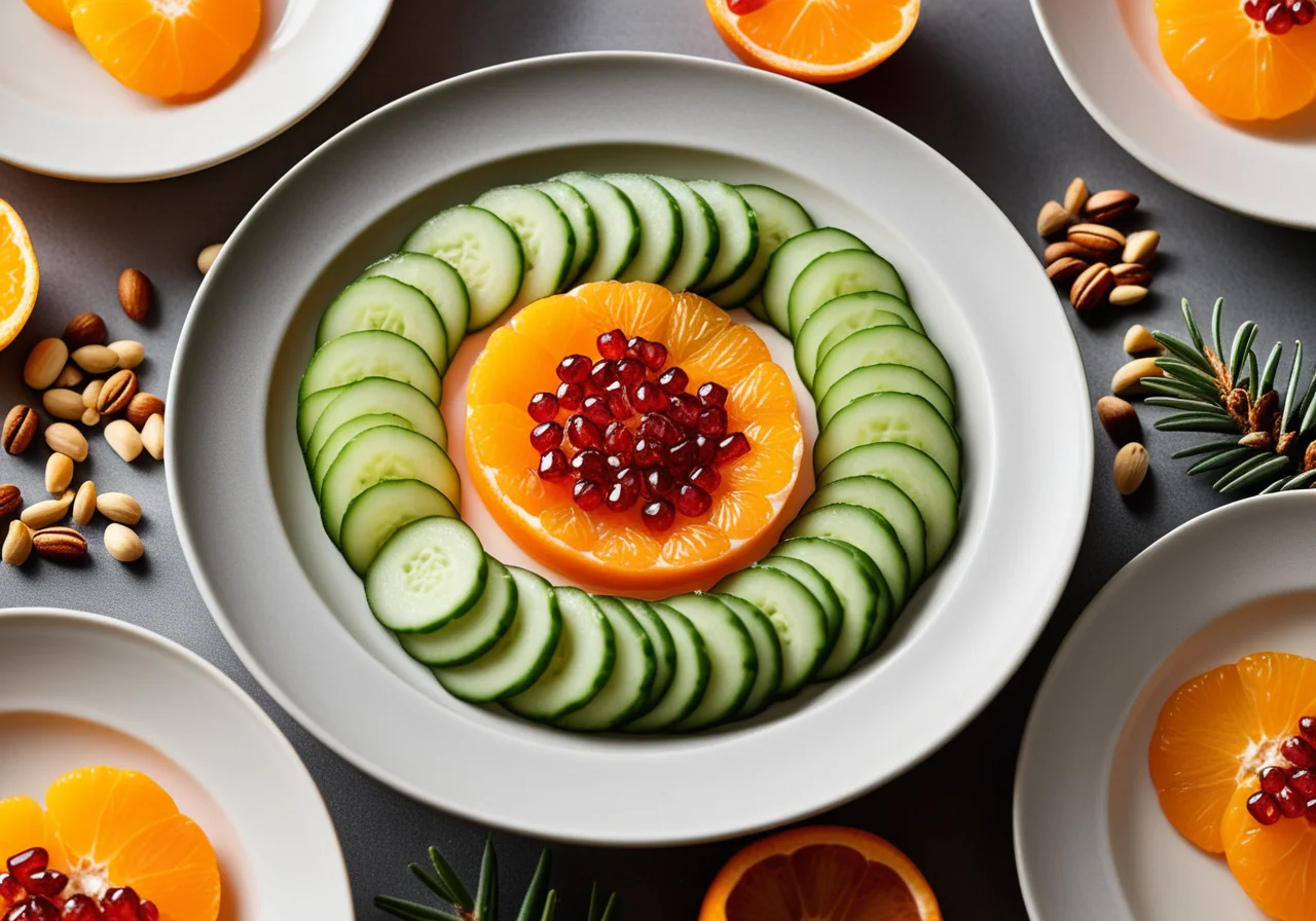 Cucumber Rolls with Mandarin and Pine Nuts