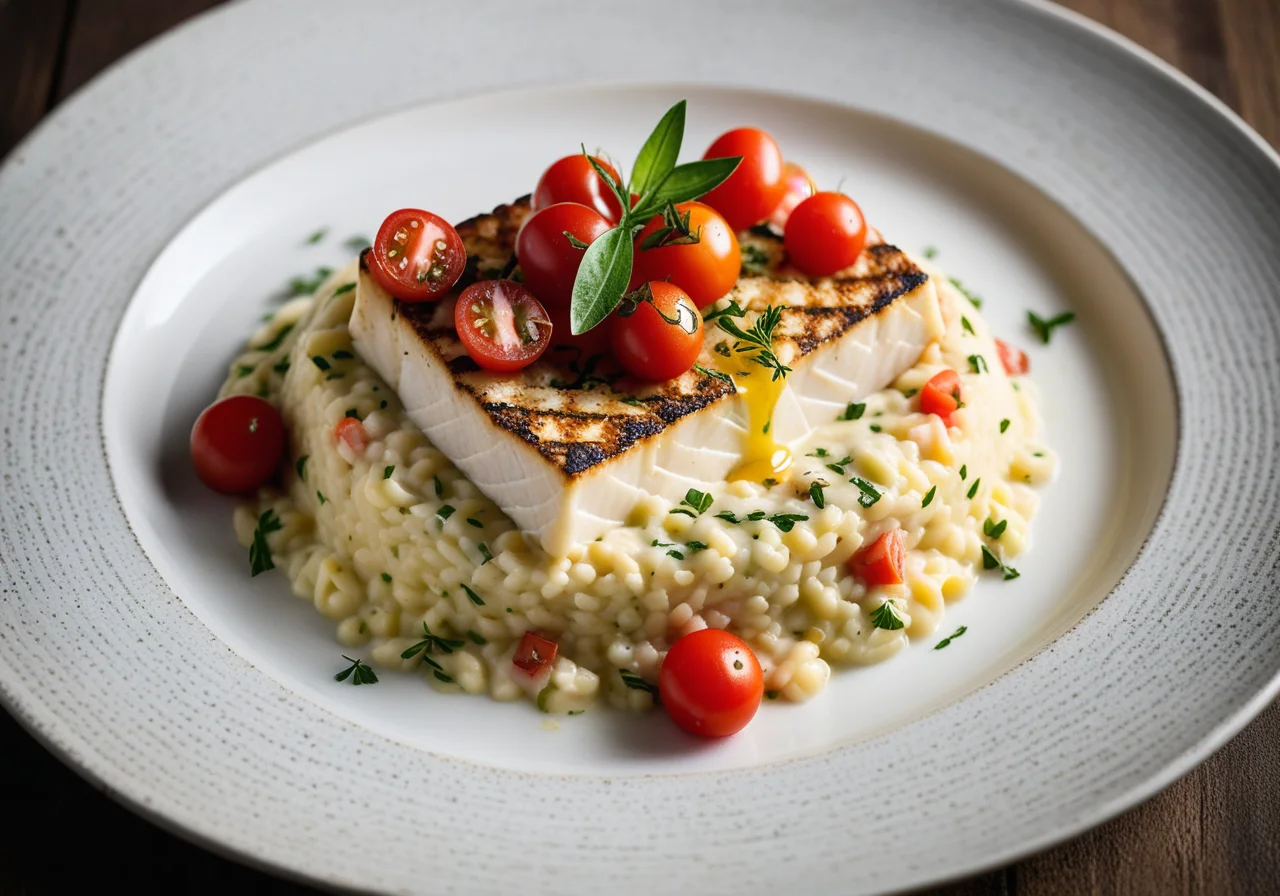Halibut with Vegetable Risotto