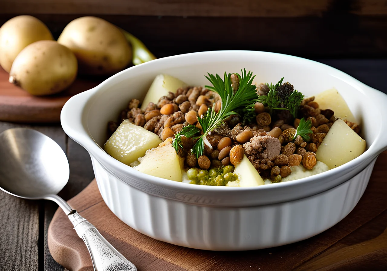 Kohlrabi-Potato-Casserole with Lentils
