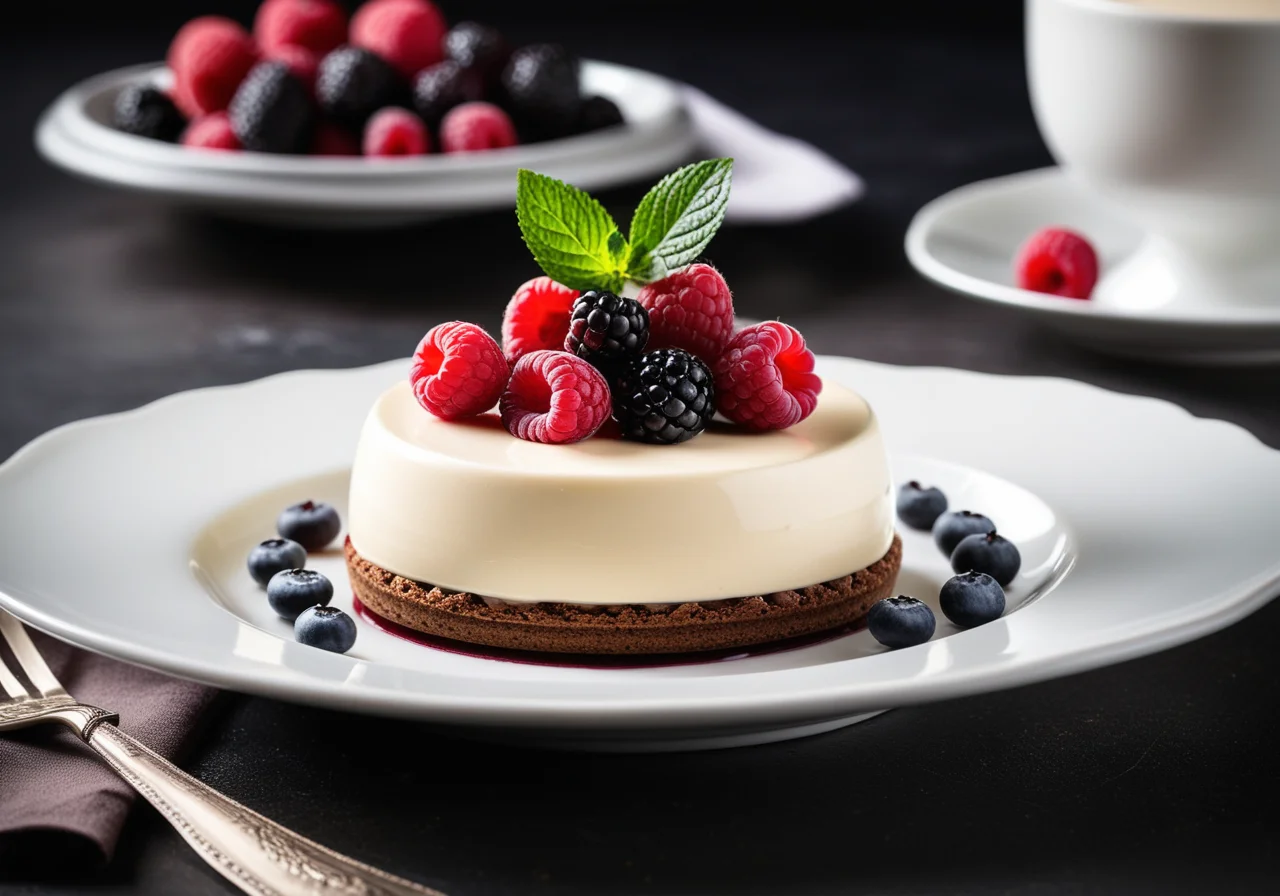 Marsala Mascarpone Dessert with Almond Liqueur, Chocolate Cookie Crust and Wild Berries