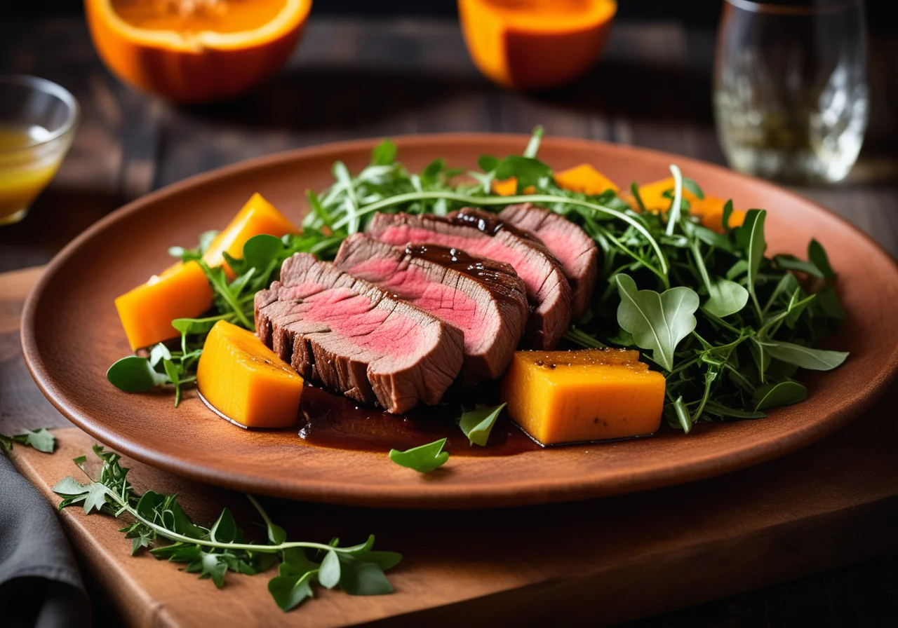 Entrecôte with Pumpkin and Arugula