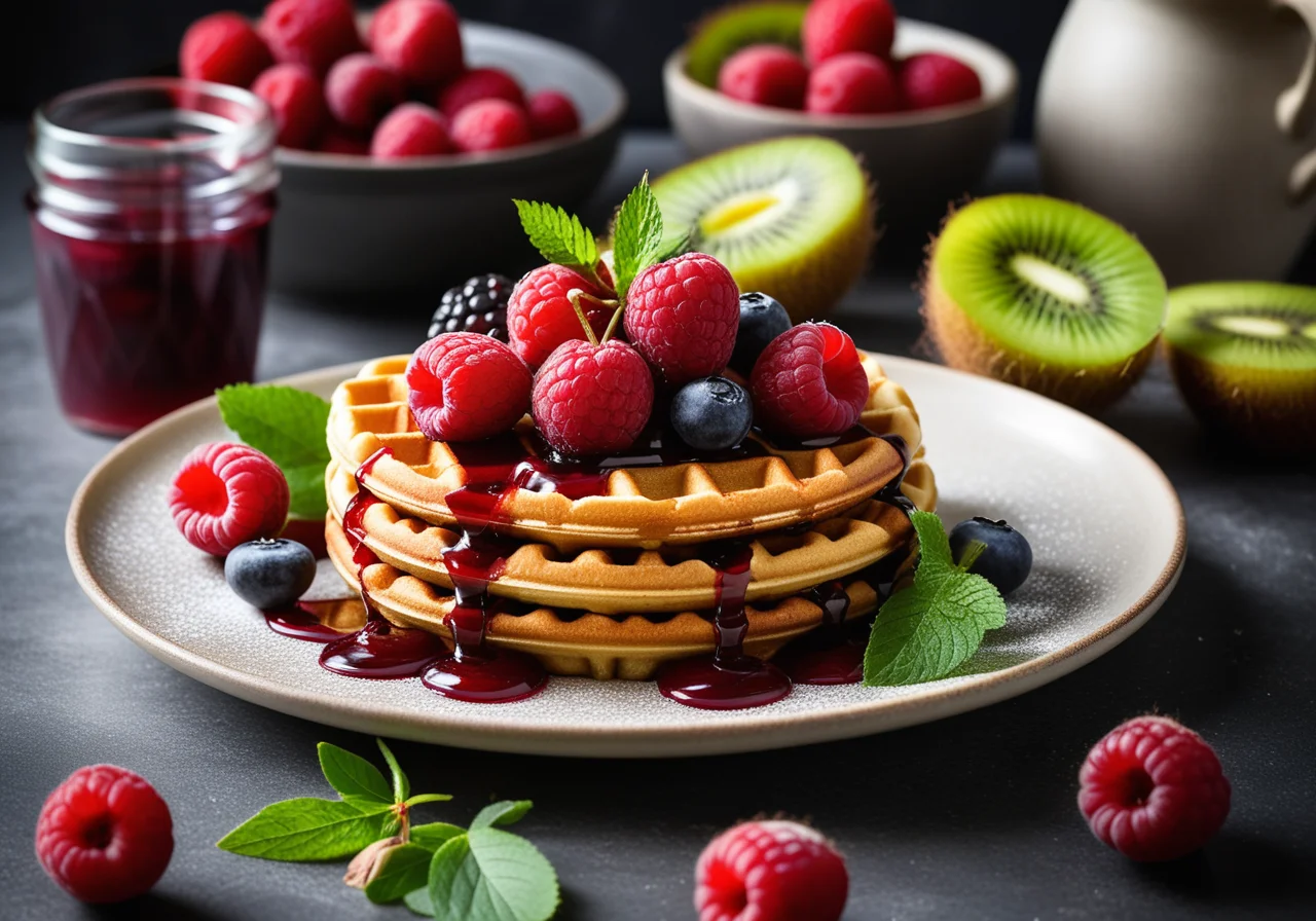 Waffle Cups with Sweet Berry Compote