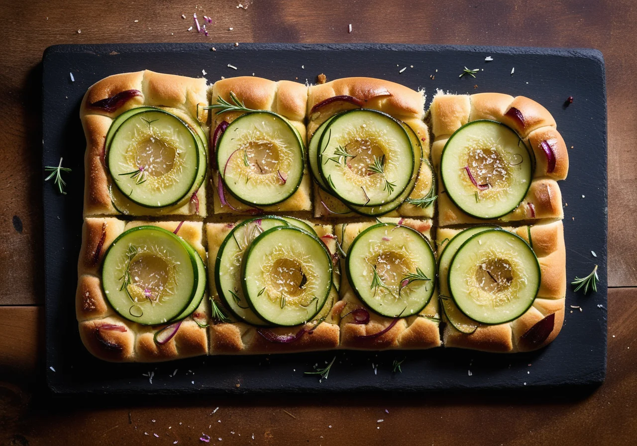 Vegane Zucchini-Zwiebel-Focaccia