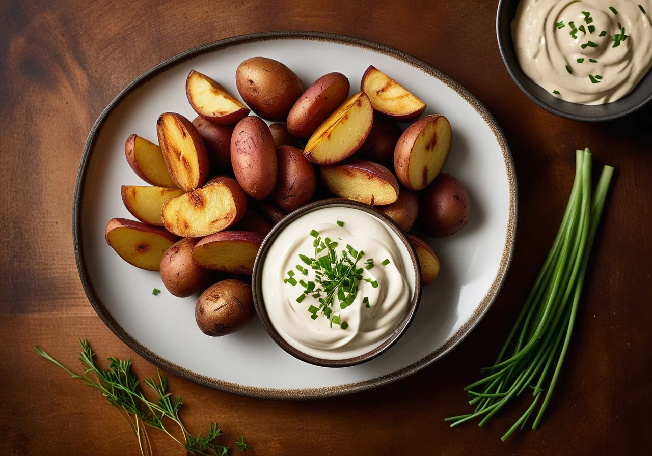 Frikadellen mit Gemüse und Ofenkartoffeln