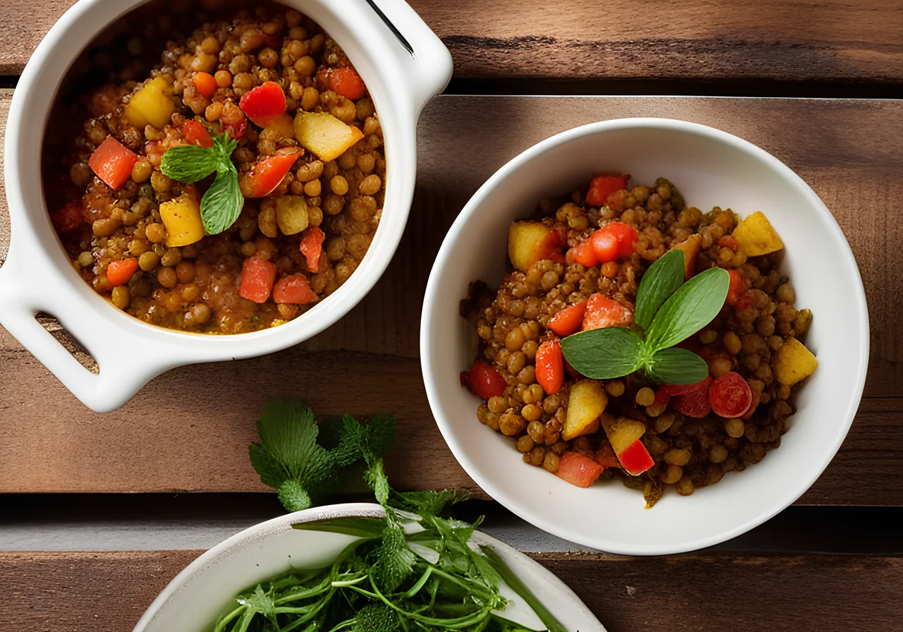 Lentils with Potatoes and Tomato Salsa