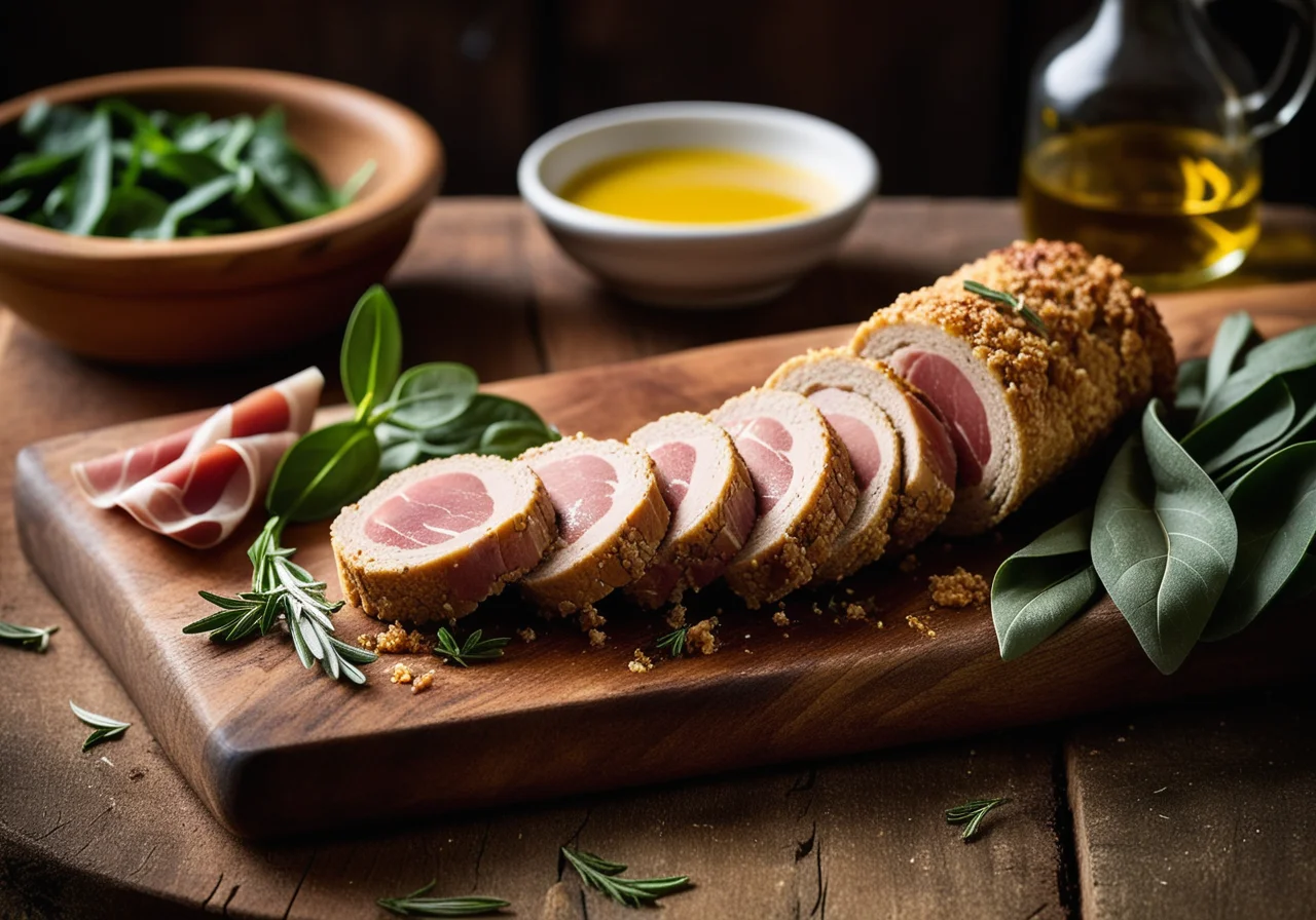 Rouladen with Ham- Garlic Filling and Spinach