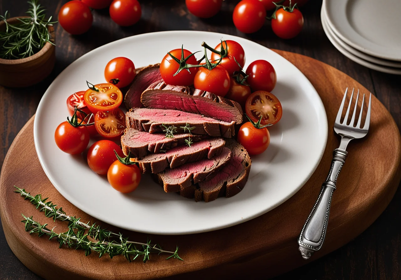 Steak Strips on Tomato Toast