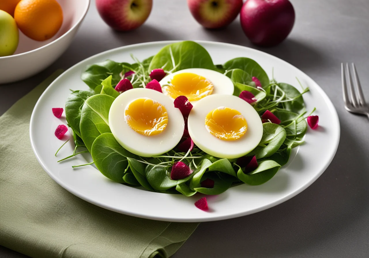 Head lettuce with boiled eggs and capers