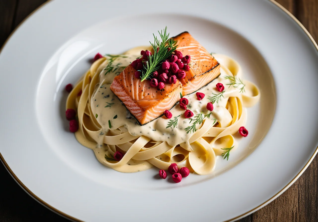 Salmon Fillet with Pasta and Lemon