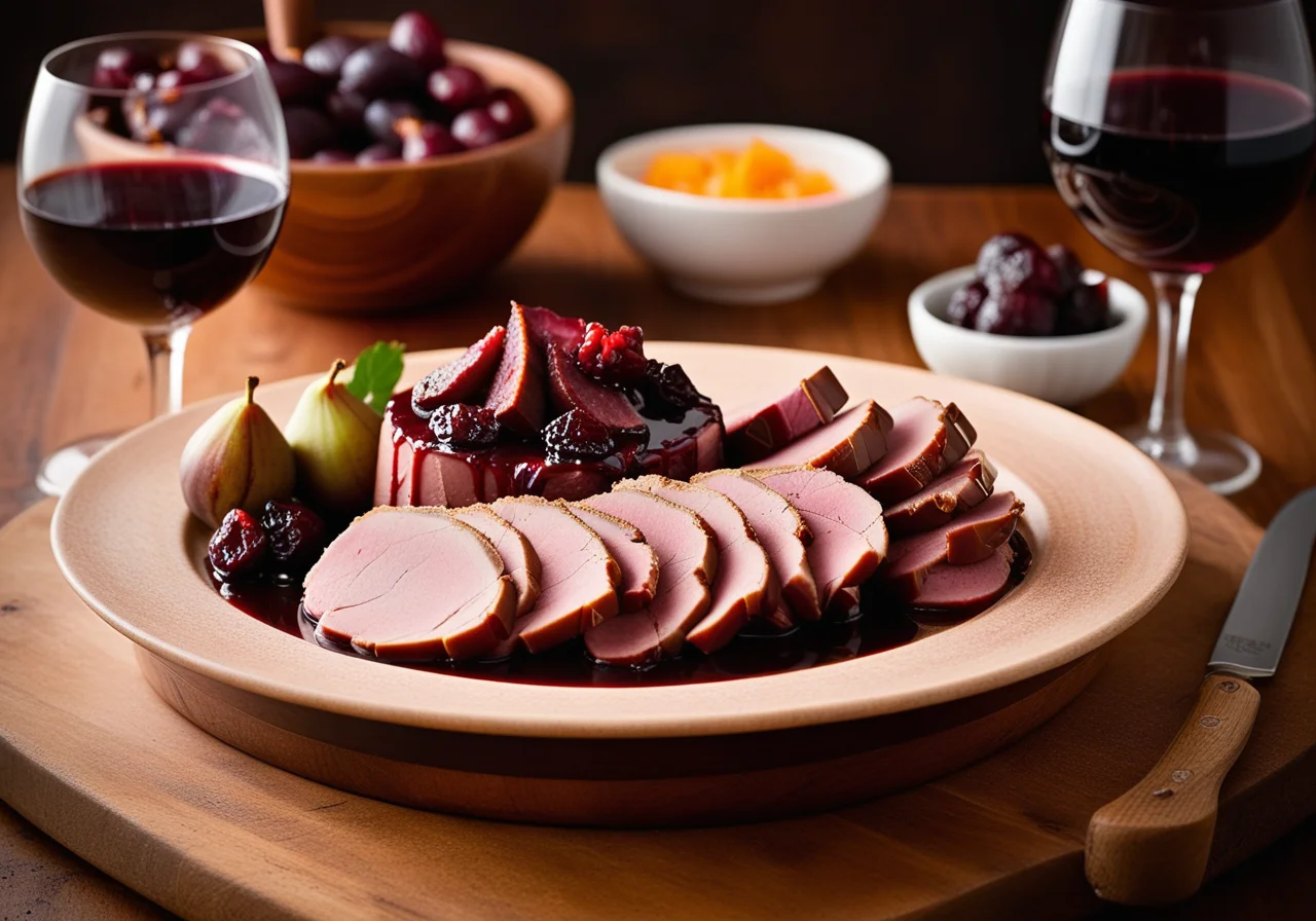 Braised Wine Ham with Figs and Cranberries