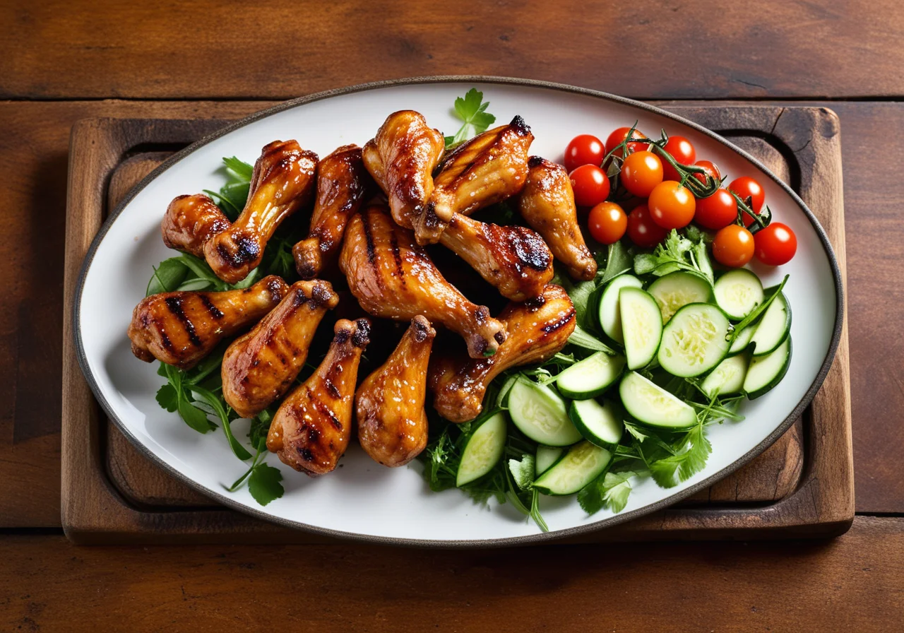 Grilled Chicken Wings with Green Salad
