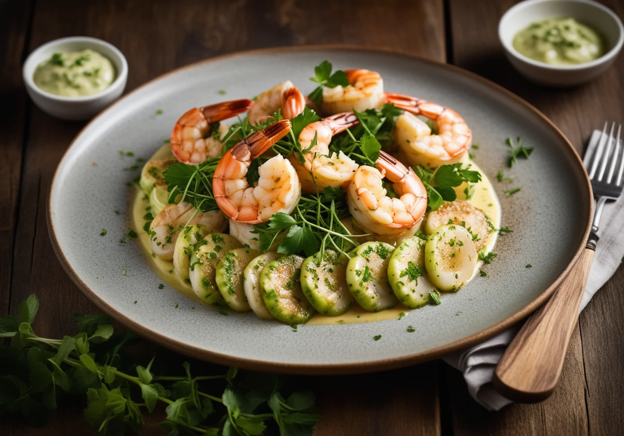 Skewered Shrimp with Romanesco Sauce