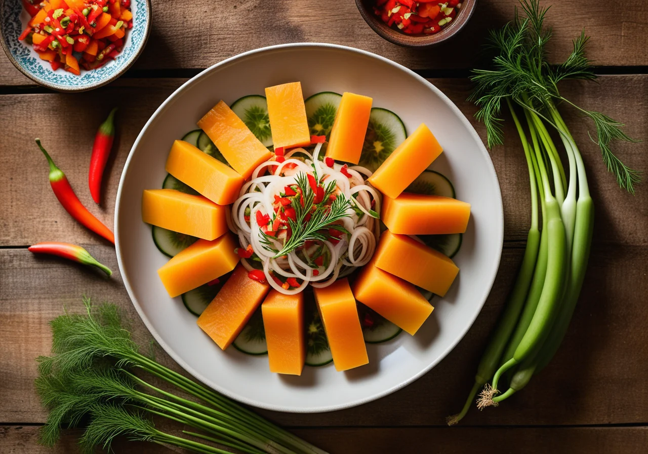 Papaya on Pickled Herring in a Jar