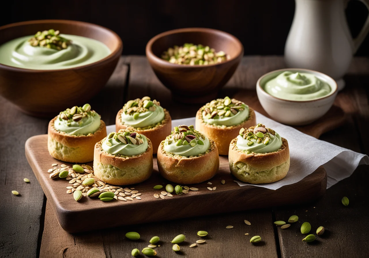 Oat-Pistachio Rolls and Quark with Chives