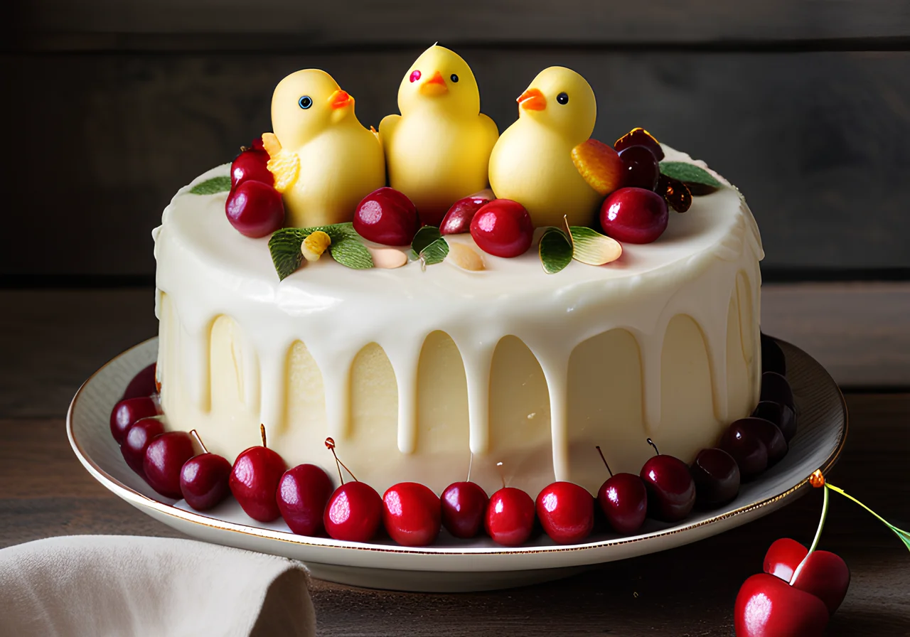 Easter Cake with Marzipan Chicks