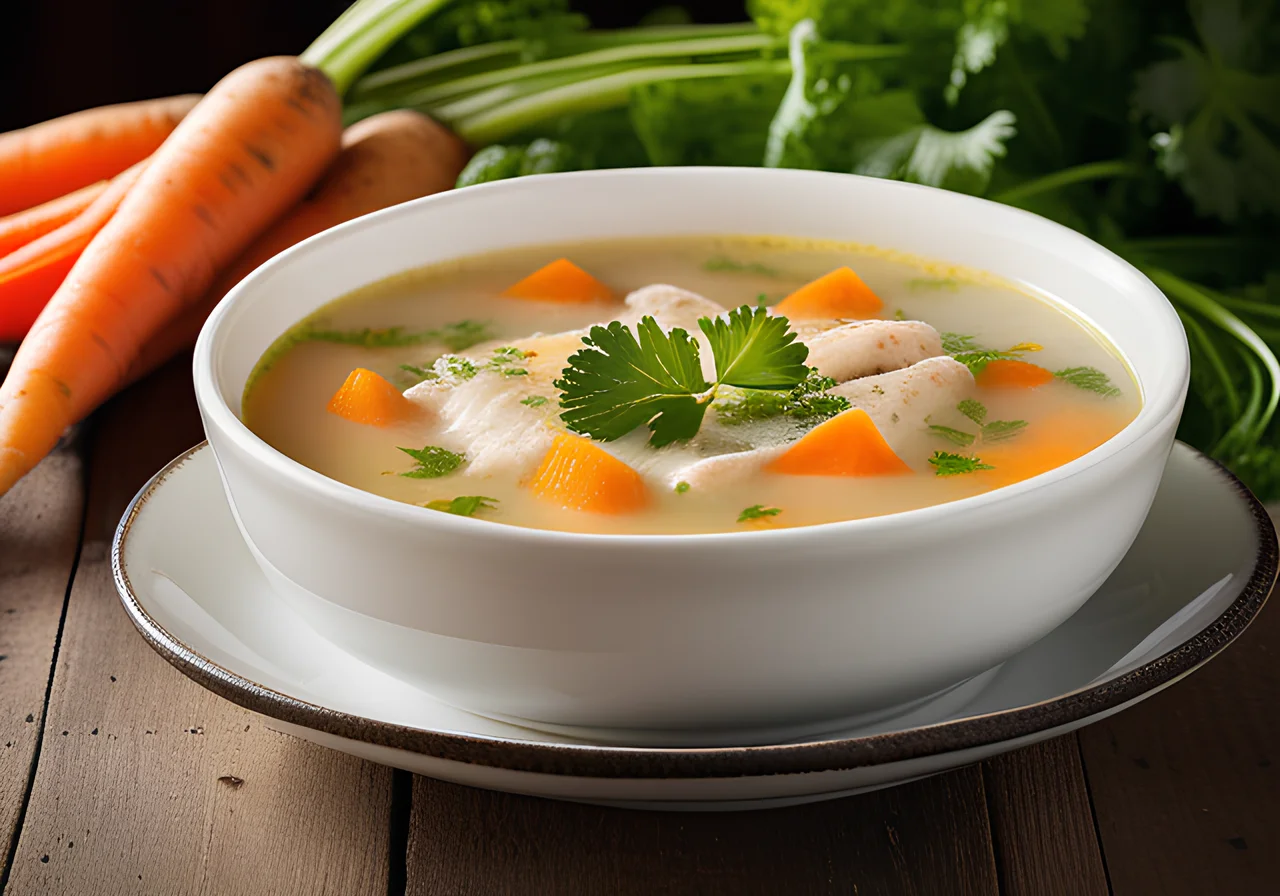 Vegetable Poultry Soup with Lasagna Sheets