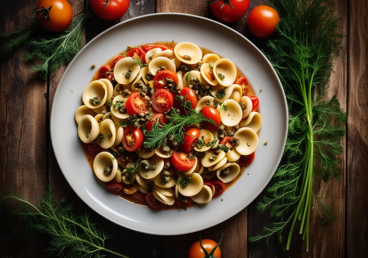 Pasta with Tuna-Caper Sauce, Fennel and Tomatoes