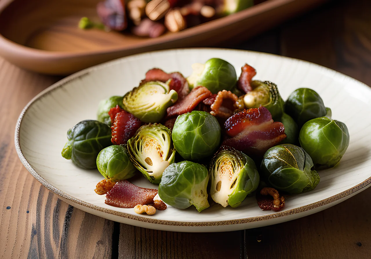 Roasted Brussels Sprouts with Bacon and Walnuts