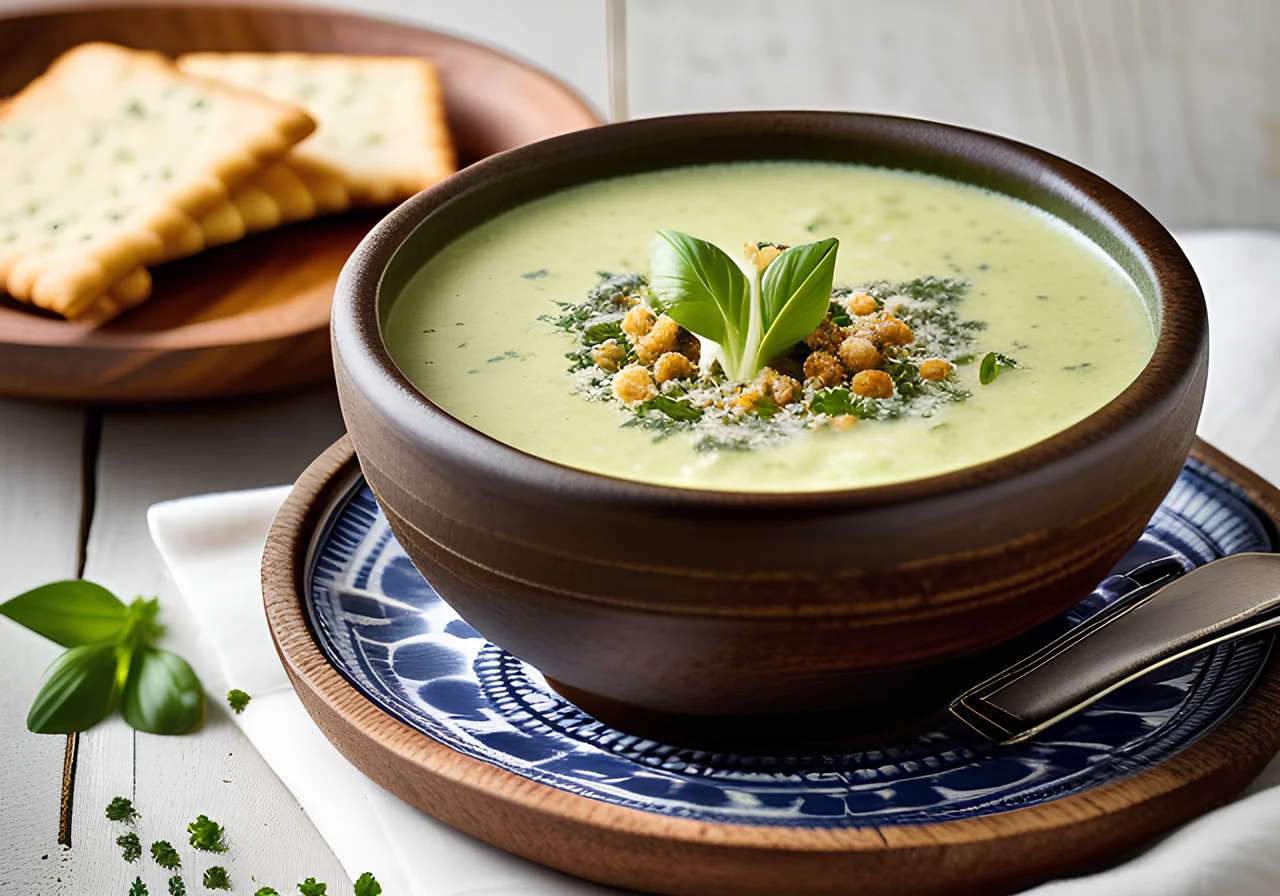 Broccoli Soup with Crackers