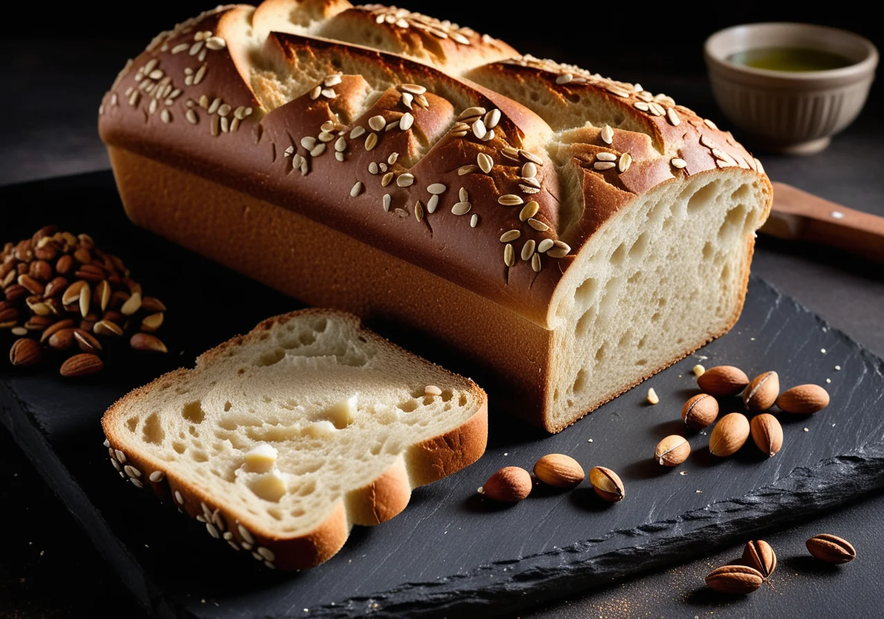 Fresh White Bread with Pine Nuts