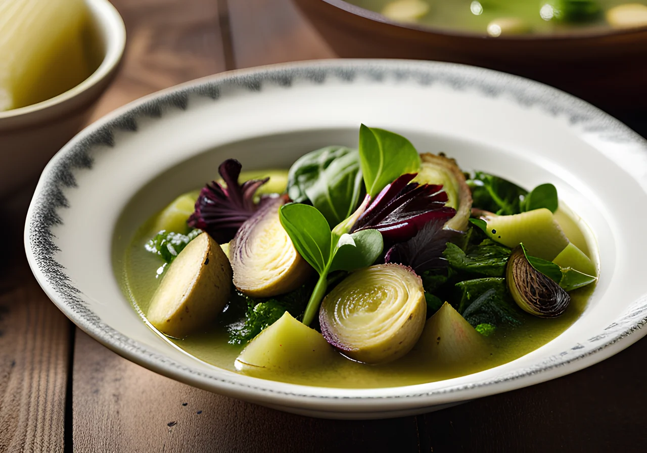 Green Vegetable Stew with Ham