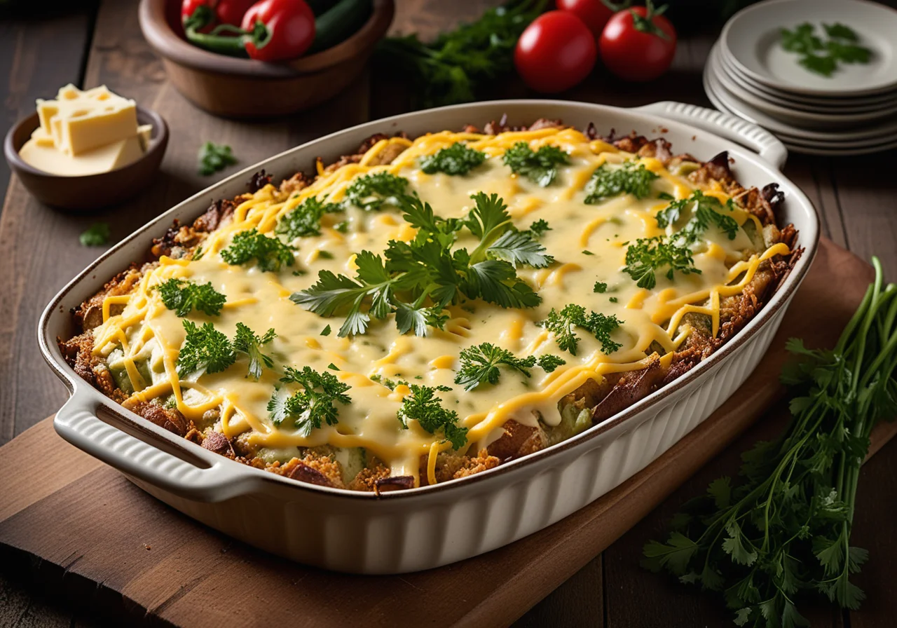 Potato Casserole with Zucchini and Mushrooms