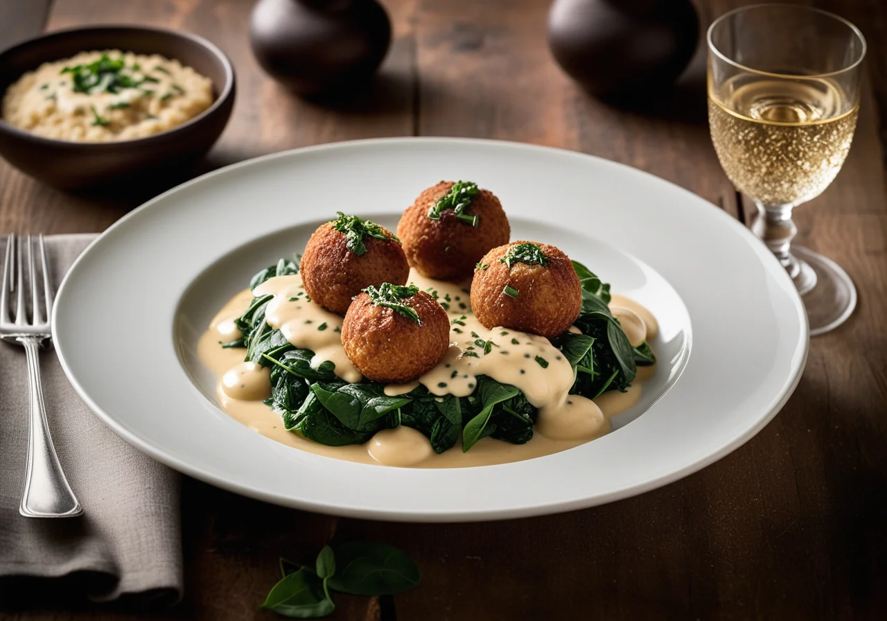 Duck Breast on Risotto Balls with Mushroom Sauce