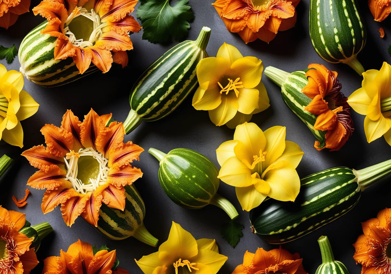 Zucchini Flowers Stuffed with Rice
