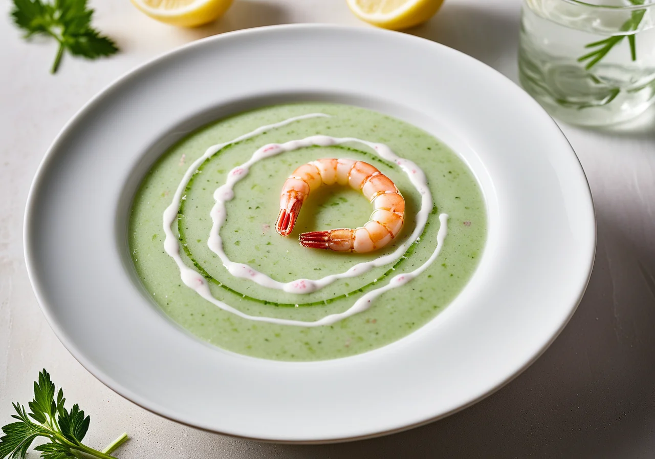 Cucumber Cold Soup with Shrimp